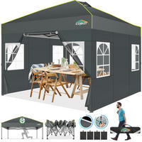 GARTENPAVILLON 3 x 3 m Grau Wasserdicht mit 4 Seitenwänden - Grau, Textil (300/192/300cm)