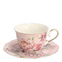 TASSE MIT UNTERTASSE Aureliso - Rosa, Keramik (0.24L) - home&you