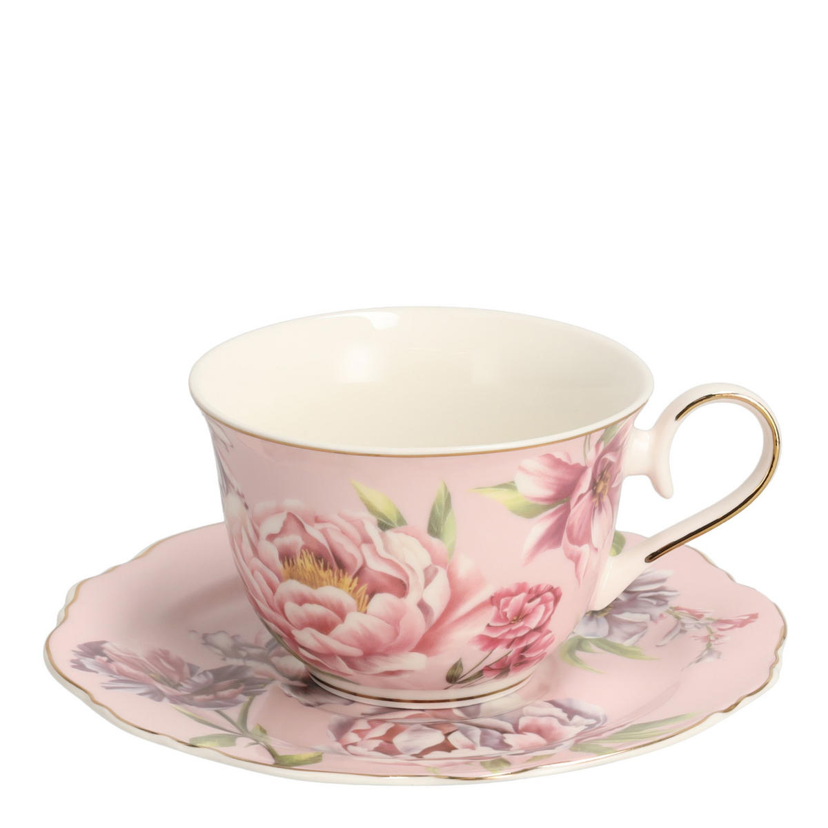 TASSE MIT UNTERTASSE Aureliso - Rosa, Keramik (0.24L) - home&you