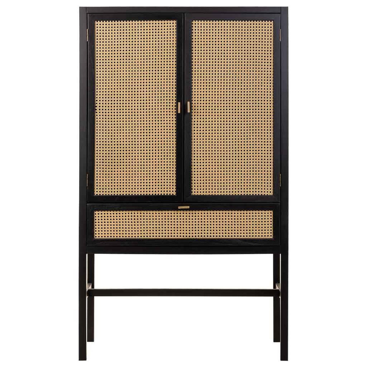 HIGHBOARD aus Holz und Netz, Schwarz, 97x47x167 cm - Schwarz, Holz (97/167/47cm) - Wanderlust