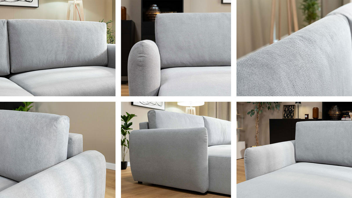 ECKSOFA Goya Slim - Beige/Schwarz, Holz/Kunststoff (234/140cm) - MIRJAN24