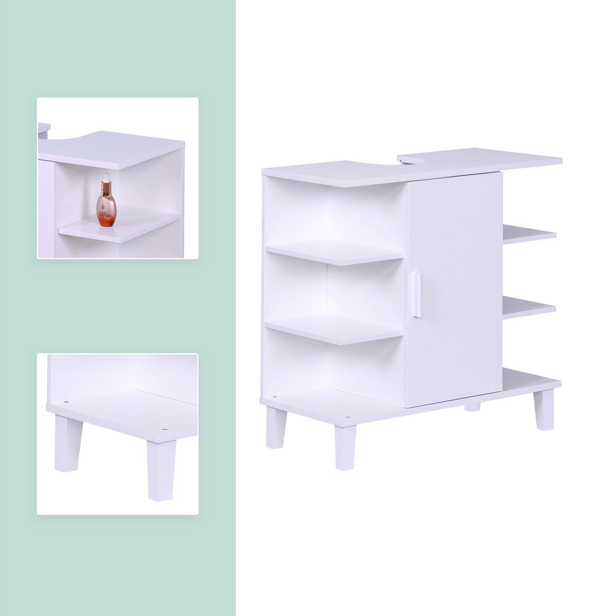 WASCHBECKENUNTERSCHRANK - Weiß, Holzwerkstoff (64/65/31cm) - Relaxdays