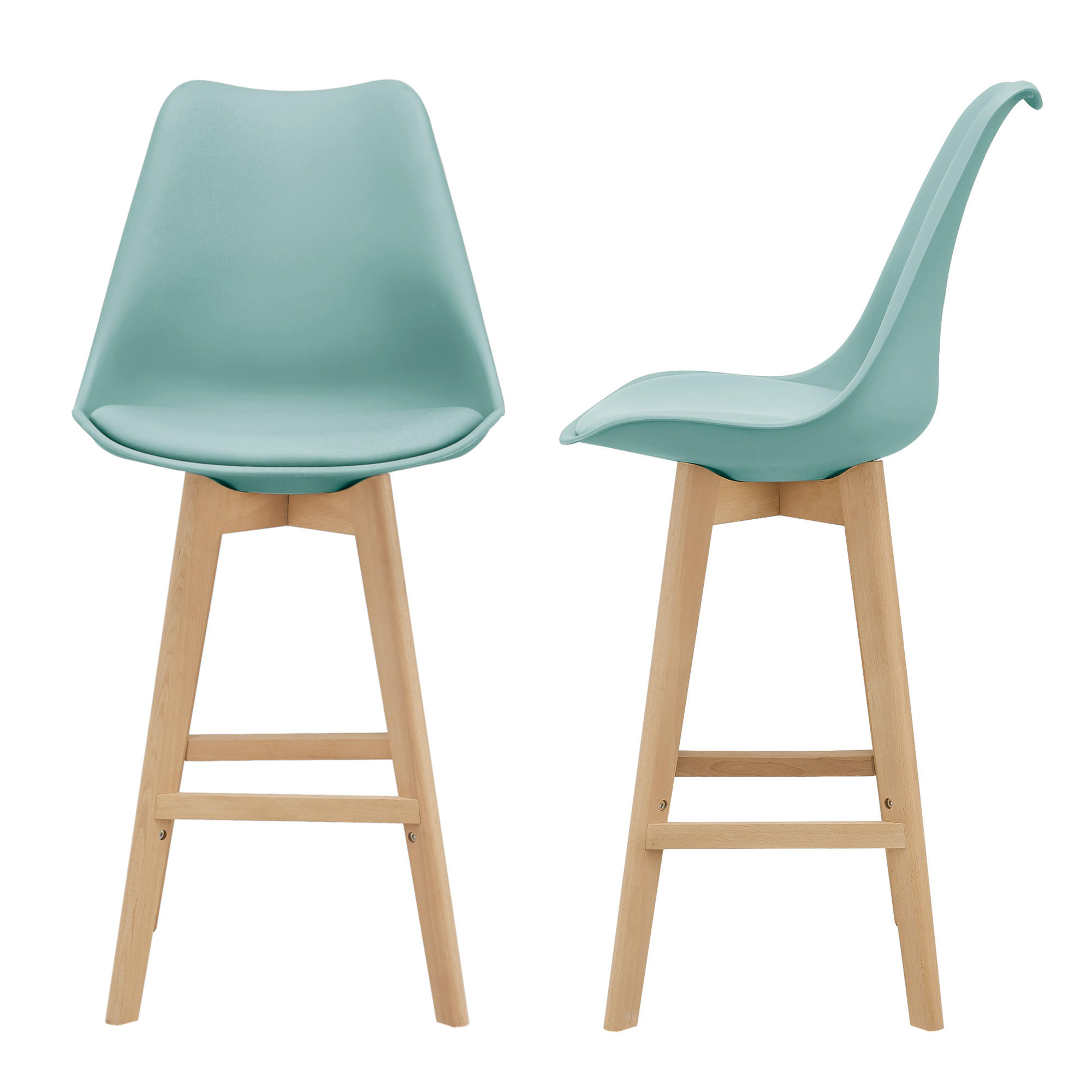 BARSTUHL Lublin 2er-Set - Grün, Holz (48/105/58cm) - [en.casa]