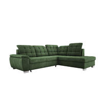 ECKSOFA LOTTA L-förmig Bettkasten verstellbare Kopfstützen hochwertige Verarbeitung lose Rückenkissen freistehend RECHTS 258x212x106 cm Green - Grün, Holz/Textil (258/212cm) - DomoHome