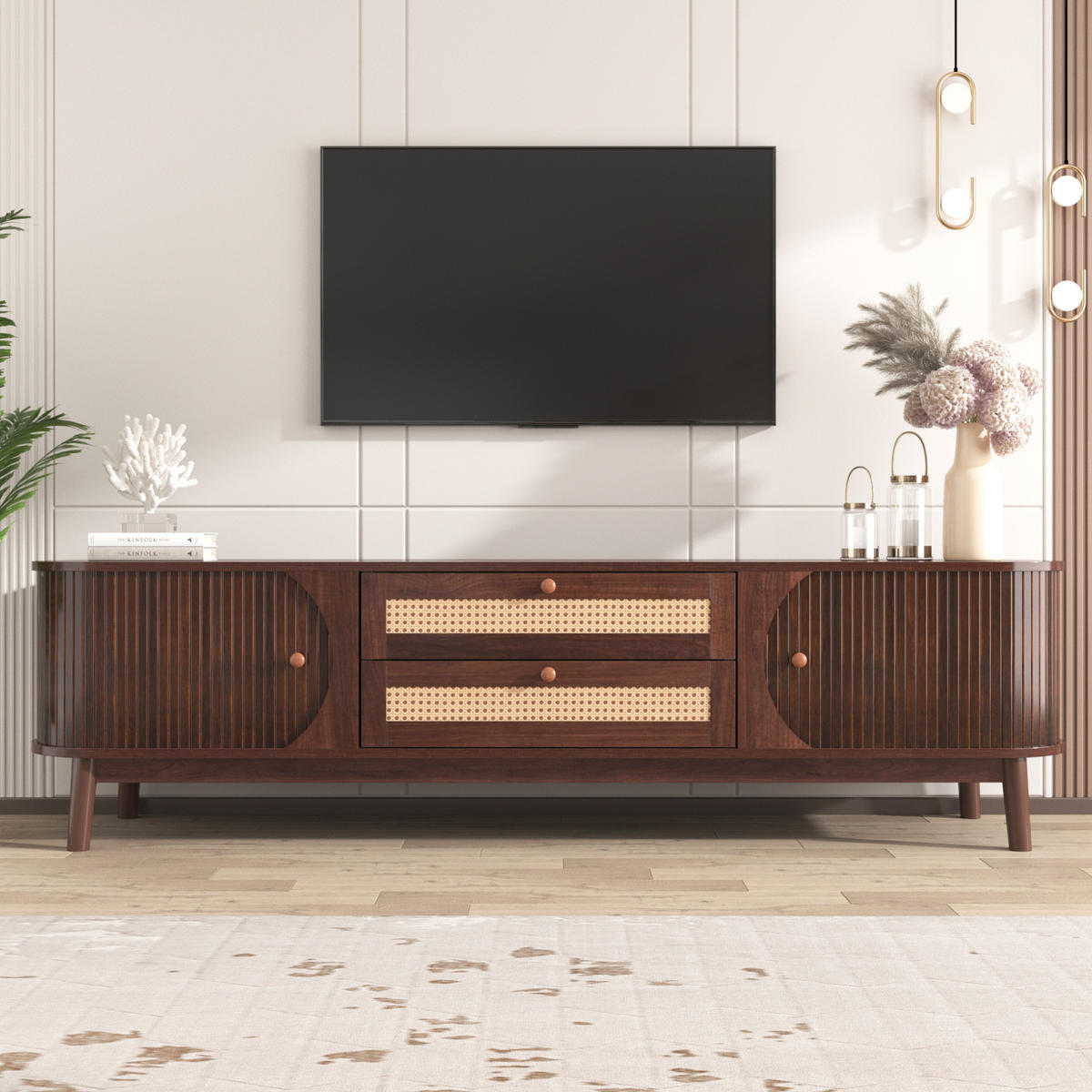 TV-LOWBOARD 170/39,5/46 cm mit Türen und Schubladen in Natur - Naturfarben, Holzwerkstoff (170/46/39.5cm) - BEAOK