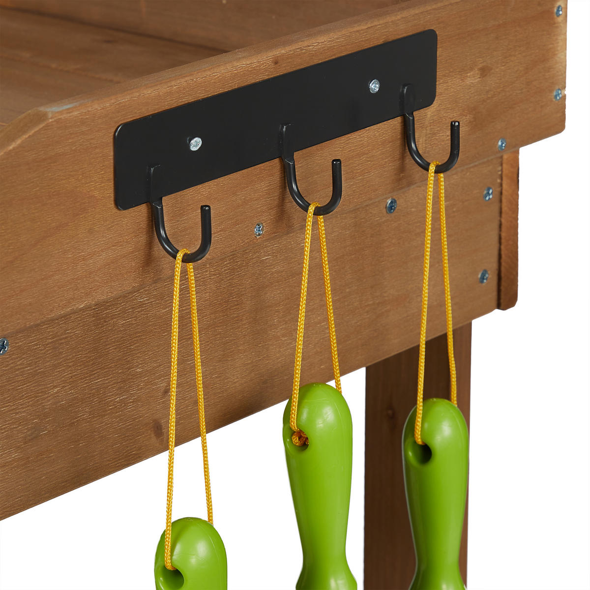 PFLANZTISCH - Braun, Holz/Kunststoff (49/97/120cm) - Relaxdays