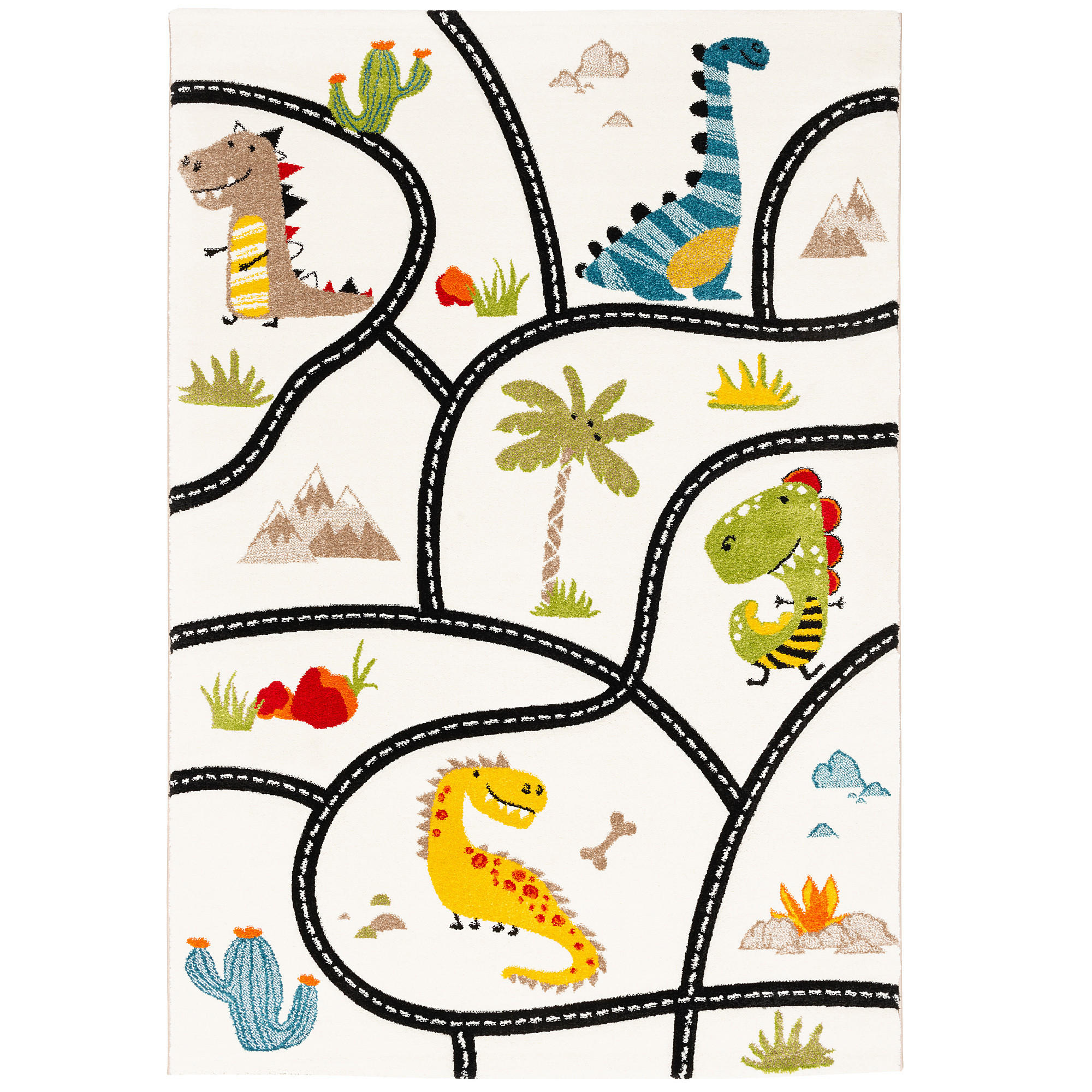 KINDER TEPPICH MAUI KIDS DINO STRASSENTEPPICH - Multicolor, Textil (140/200cm) - Pergamon