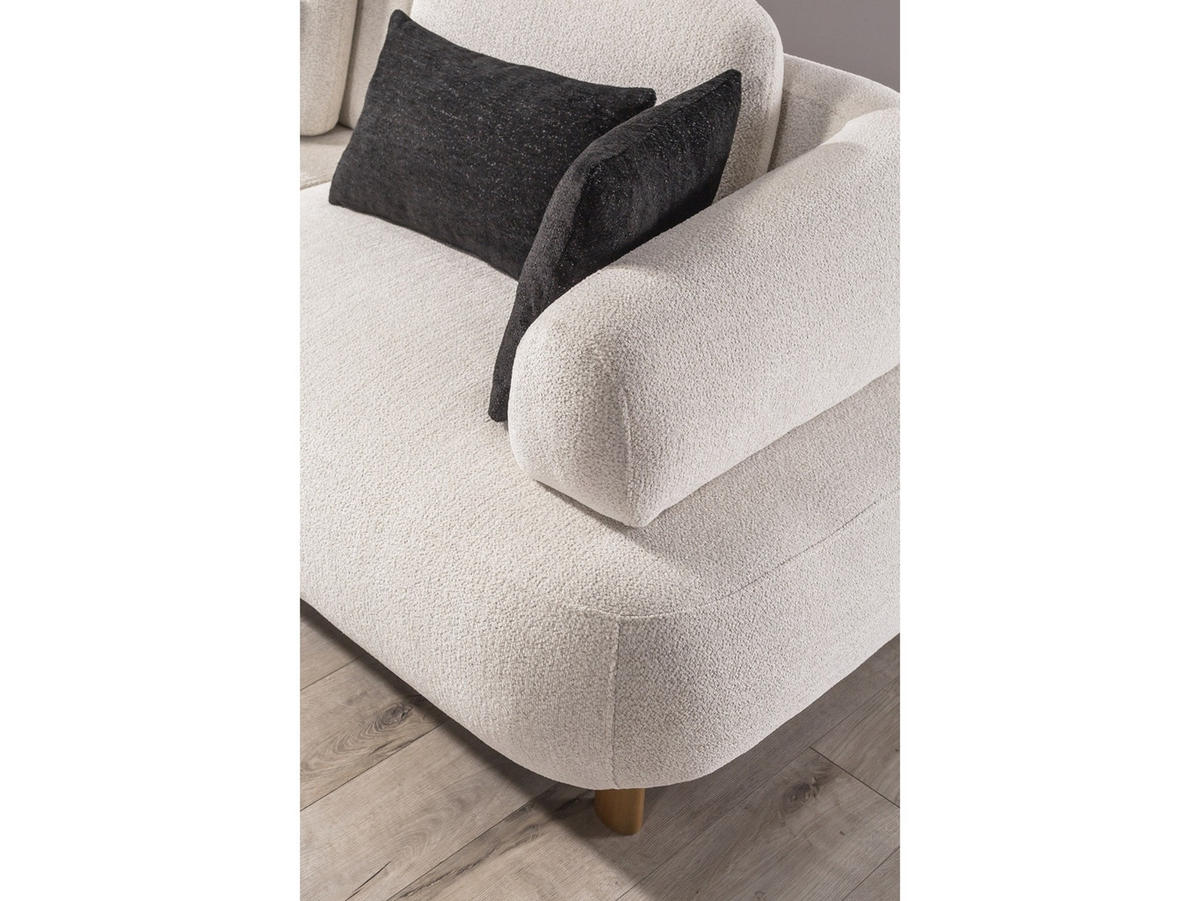 SOFA Barcelona 3-Sitzer Webstoff Creme - Beige, Holz/Textil (230/79/110cm) - Villa Möbel
