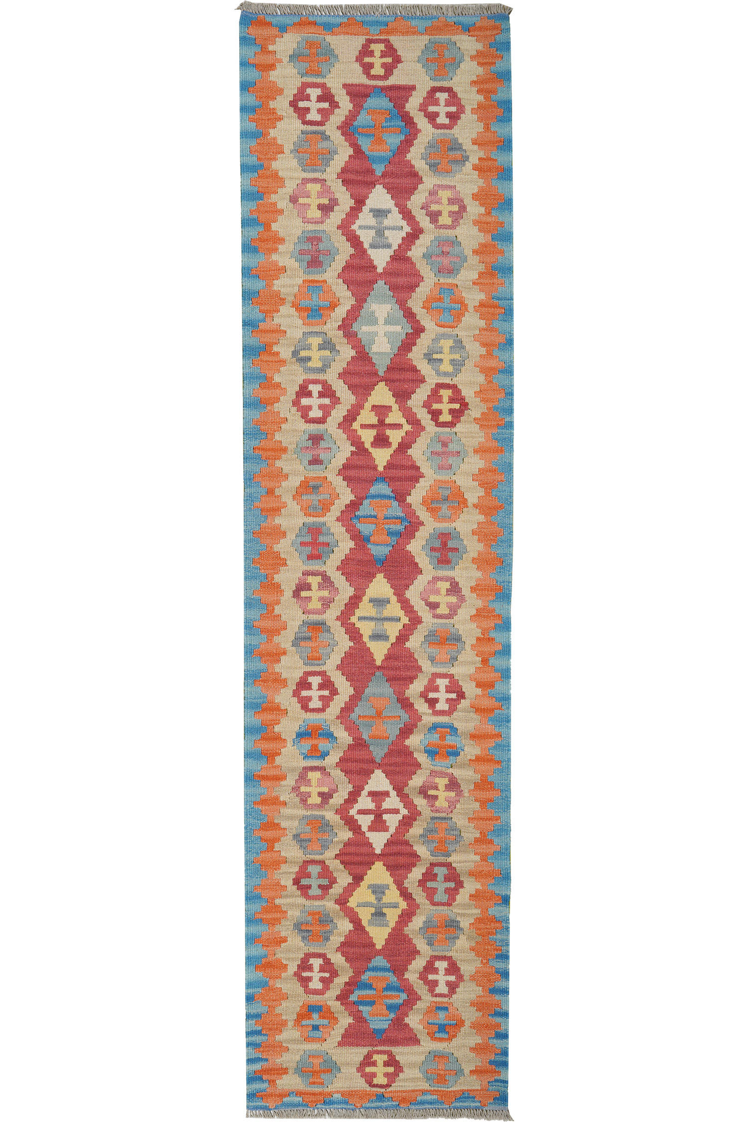 HANDWEBTEPPICH Kelim Gashgai Rot 251/60 cm Schurwolle - Rot, Textil (60/251cm) - Looma