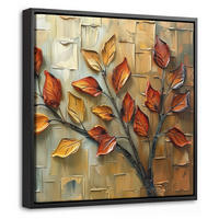 LEINWAND Bilder mit Rahmen - Baum - Abstrakt - Natur - Kunst - 20x20 - Goldfarben, Textil (20/20cm) - MuchoWow