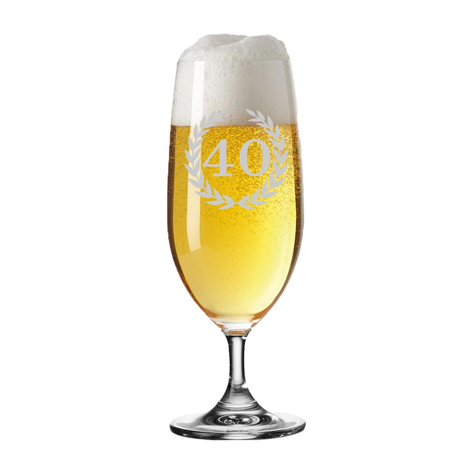 BIERTULPE PILSGLAS MIT GRAVUR 40. Jubiläum transparent 360 ml - Transparent, Glas (0.36L) - LUXENTU