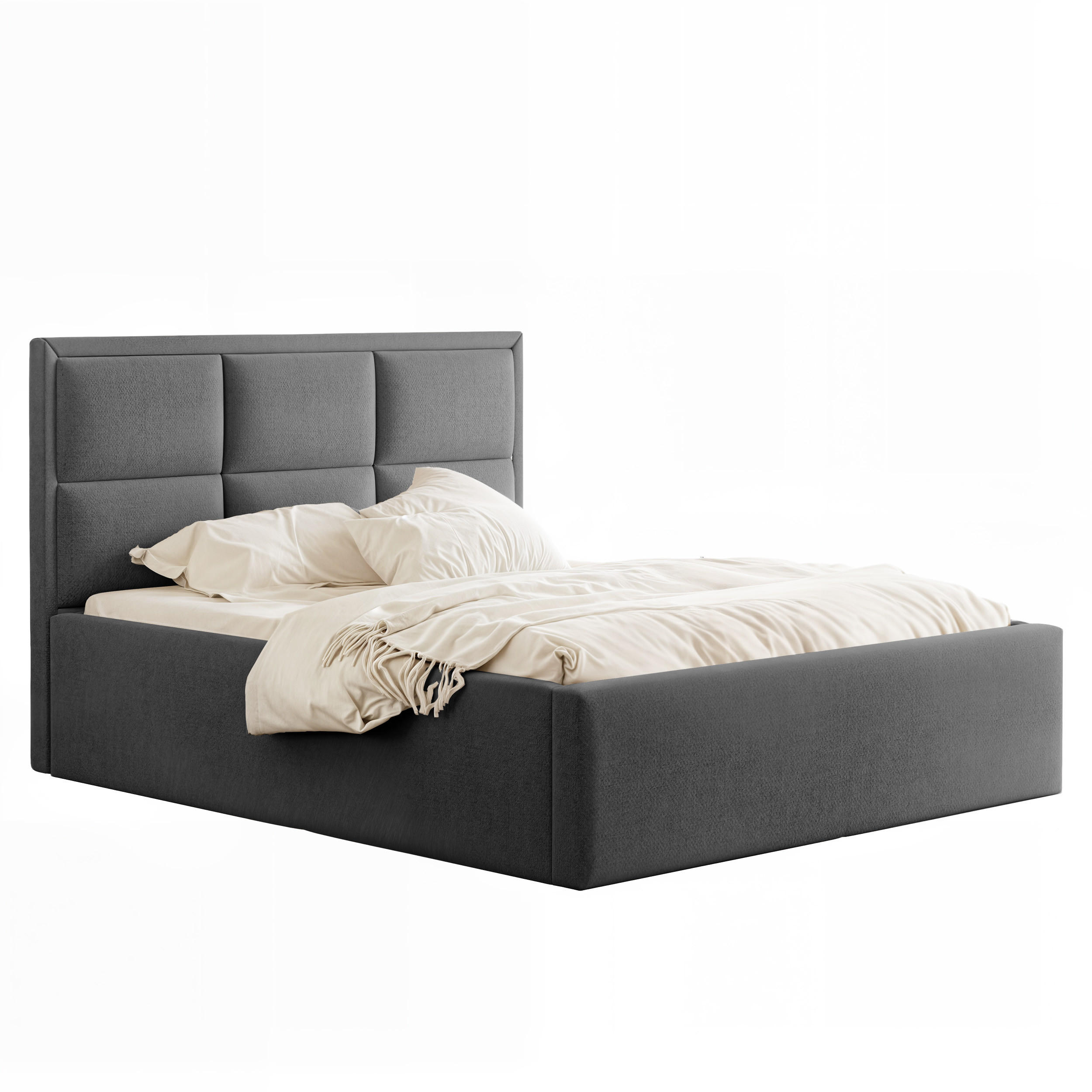 POLSTERBETT ELIN 160/200 cm Bettkasten, Dunkelgrau - Dunkelgrau, Textil/Metall (160/200cm) - Idohome