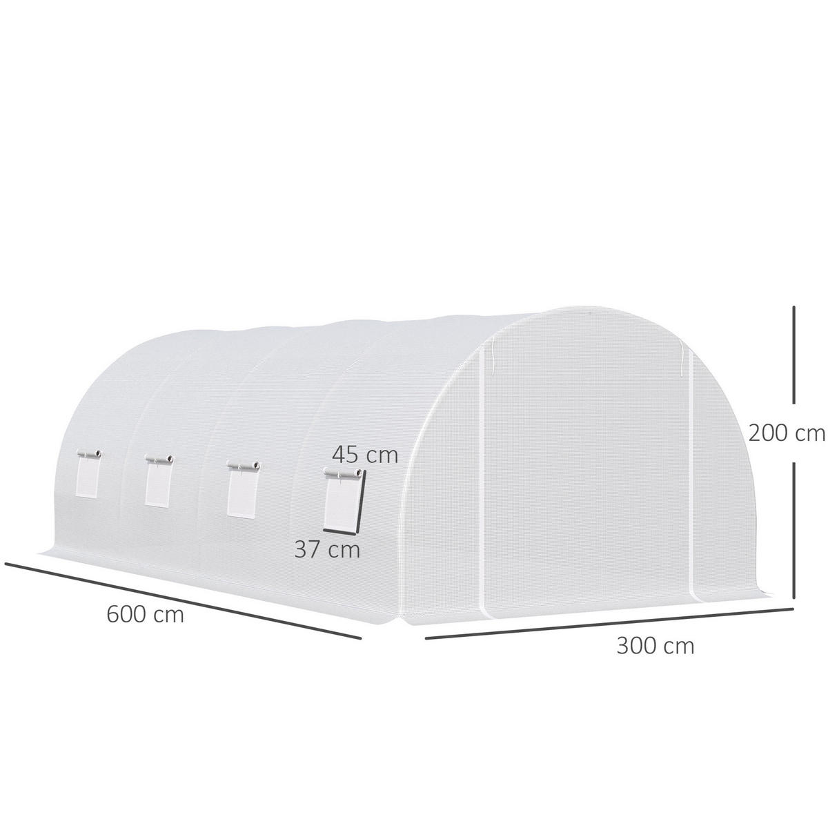 GEWÄCHSHAUS DE-11929 18 m² mit 8 Fenstern Weiß - Weiß, Kunststoff (300/200/600cm) - ComfortXL