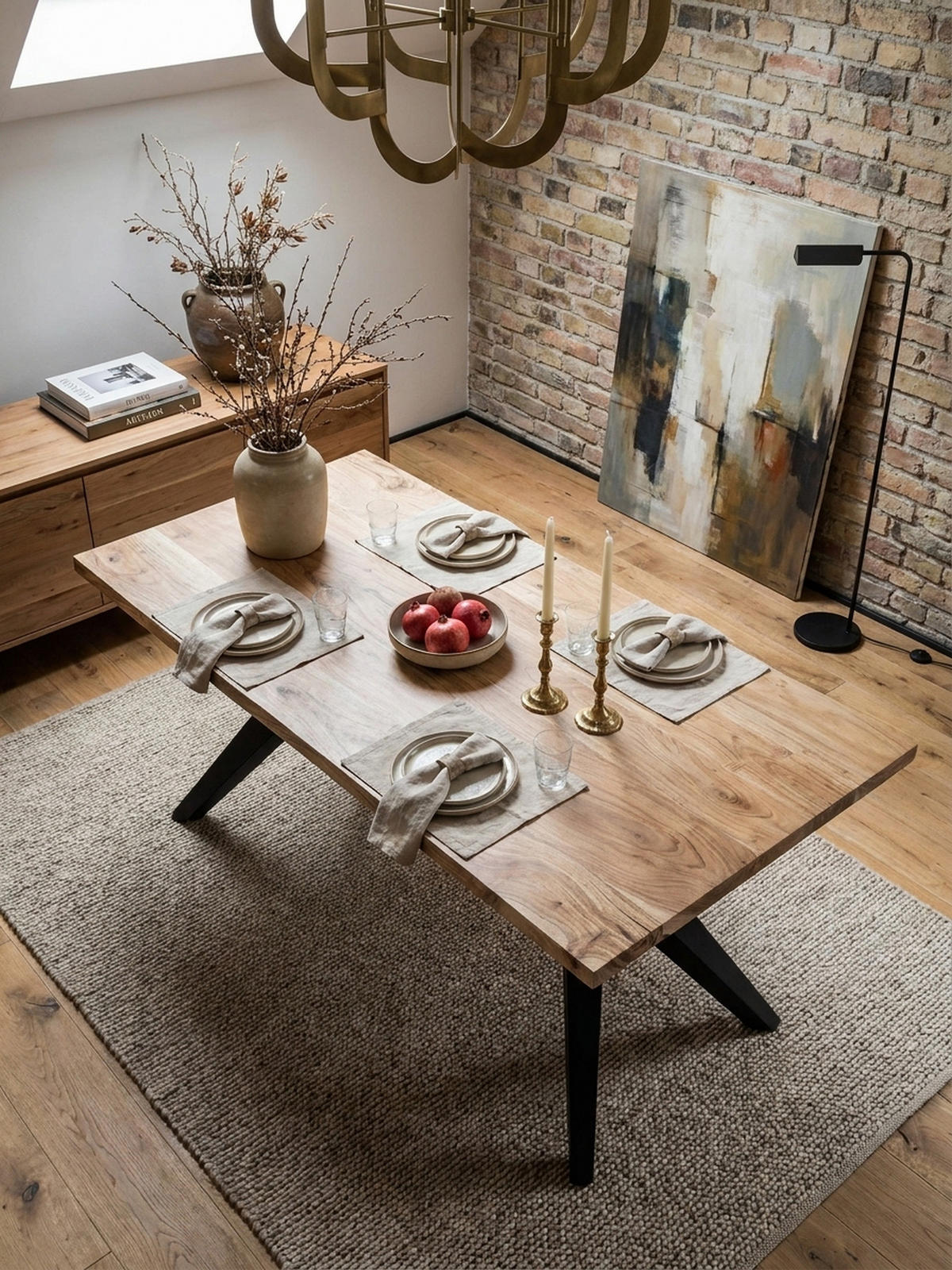 ESSTISCH Massivholz Metall Rechteckig Loft-Stil, Akazie 160x80x76 cm - Schwarz/Akaziefarben, Holz/Metall (80/160/76cm) - KADIMA DESIGN