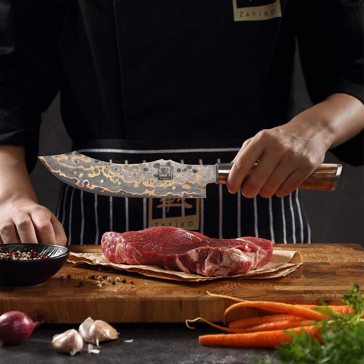 BLOCKMESSER 19 cm - Ahornfarben, Holz/Metall (33cm) - Zayiko