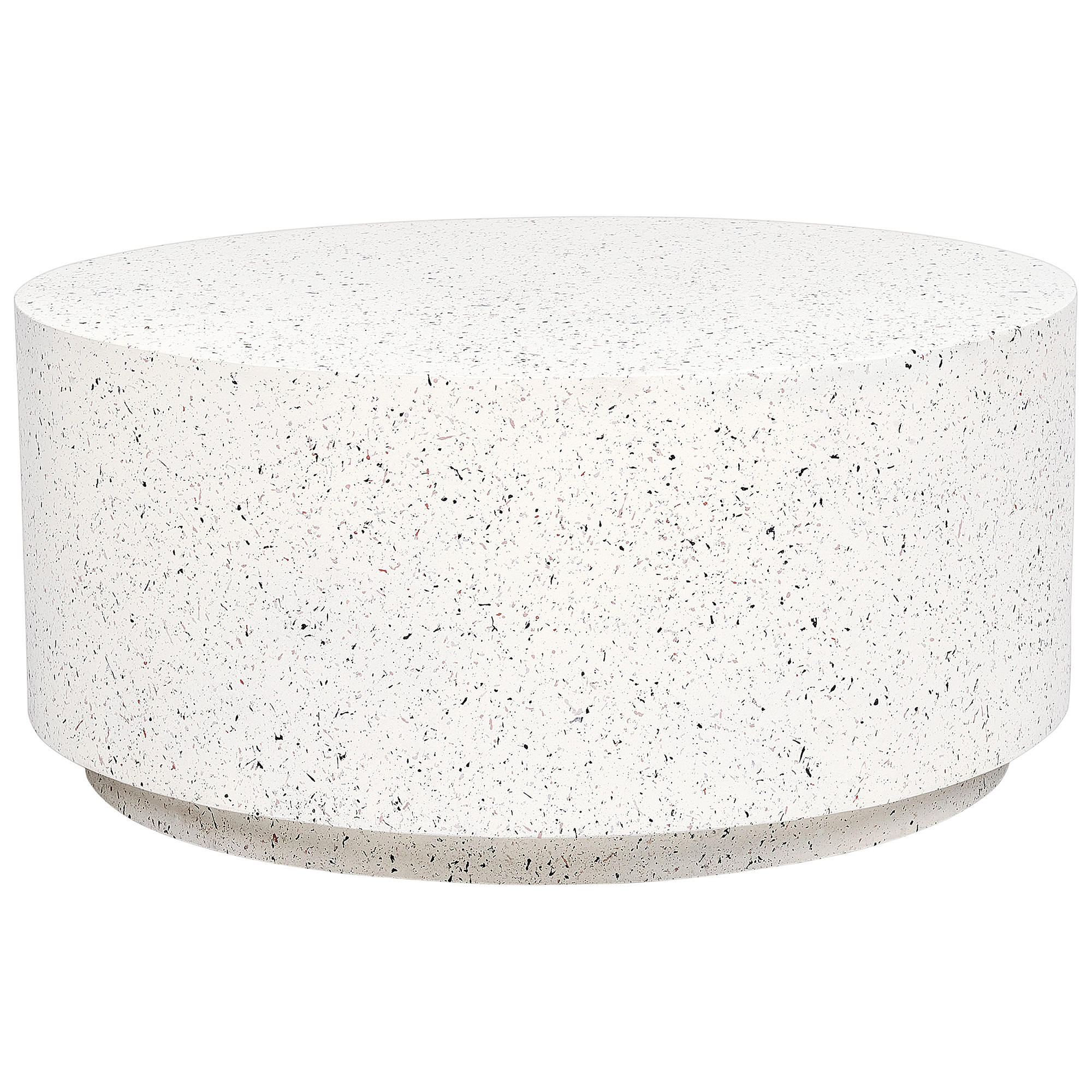 GARTEN Beistelltisch Beton weiß Terrazzo Optik rund 90 cm Trezzo - Weiß, Keramik (90/90/41cm) - Beliani