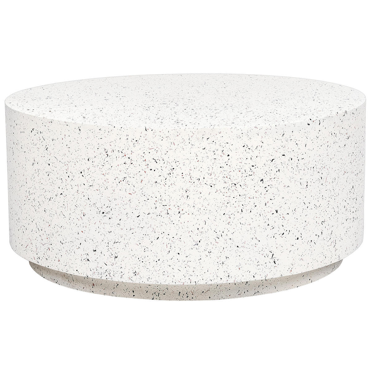 GARTEN Beistelltisch Beton weiß Terrazzo Optik rund 90 cm Trezzo - Weiß, Keramik (90/90/41cm) - Beliani
