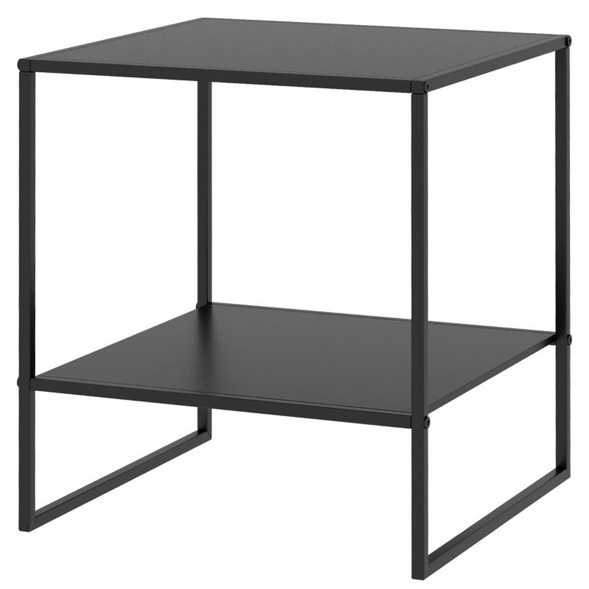 BEISTELLTISCH 40/40/45 cm Schwarz im Industriedesign mit Ablage aus Stahl - Schwarz, Metall (40/40/45cm) - OKWISH
