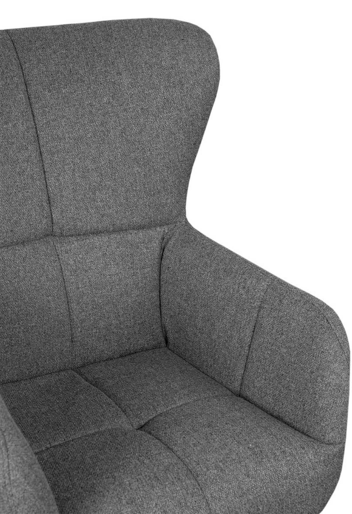 OHRENSESSEL-SET Sava inkl. Fußhocker - drehbar - grau - Schwarz/Grau, Textil/Metall (87/104/74cm) - bene living