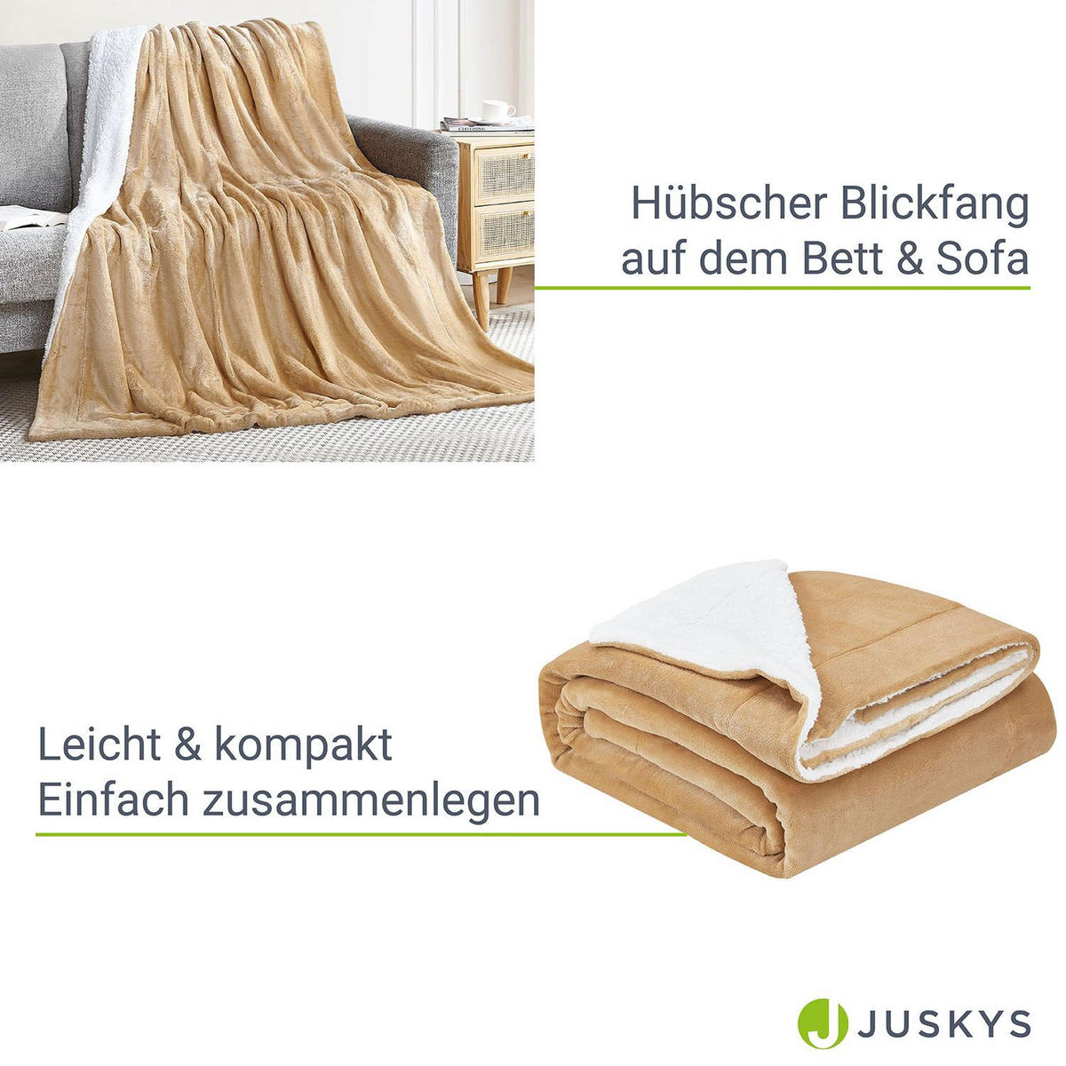 FLEECEDECKE Kuscheldecke 150x200 cm camel - Hellbraun, Textil (150/200cm) - Juskys
