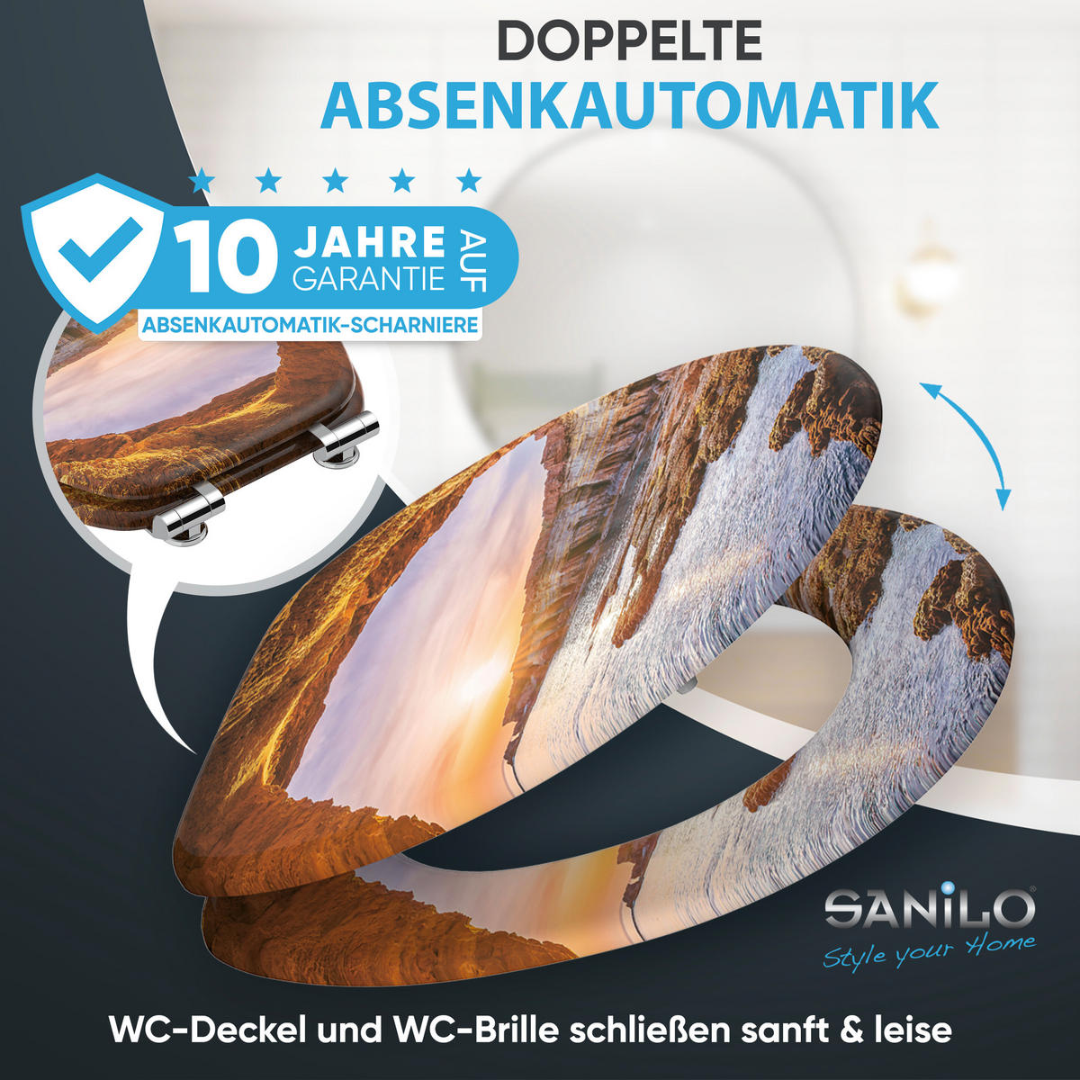 WC Sitz mit Absenkautomatik Bay - Braun, Holzwerkstoff (38/6/47cm) - Sanilo