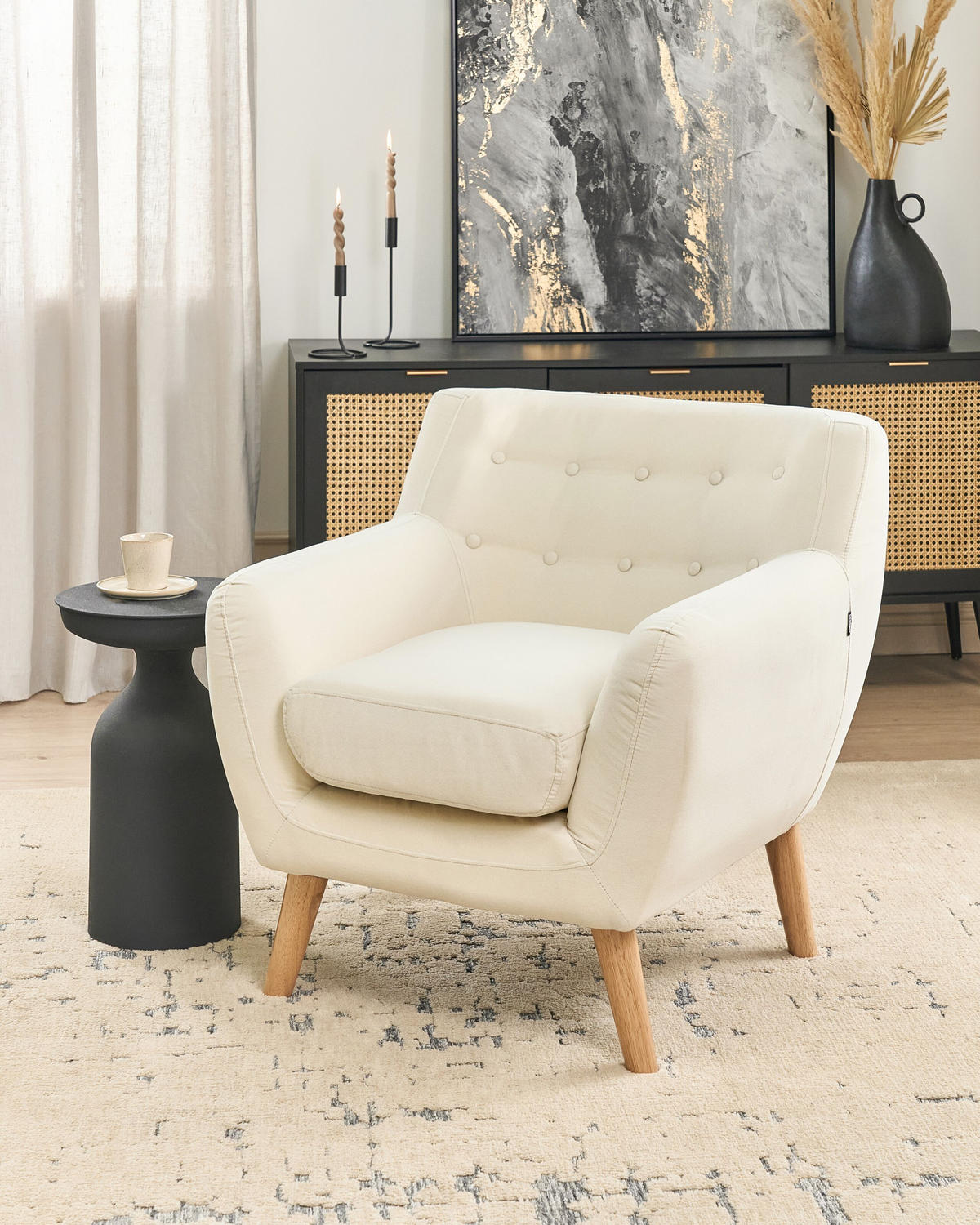 SESSEL Helles Beige Motala - Hellbraun/Beige, Textil (77/76/80cm) - Beliani