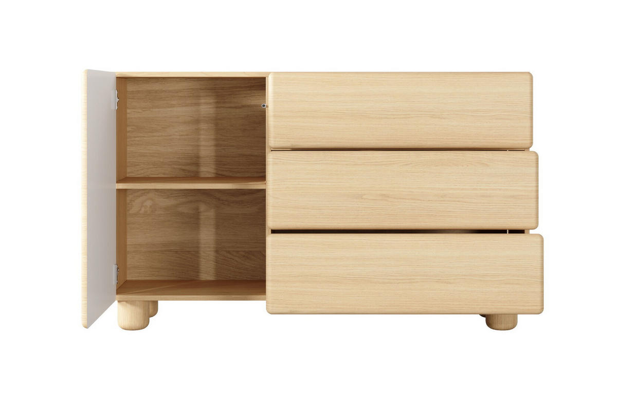KOMMODE 130 cm Bloom, 3 Schubladen, Eiche Vicenza - Eichefarben, Holz (130/80/38cm) - Emporius