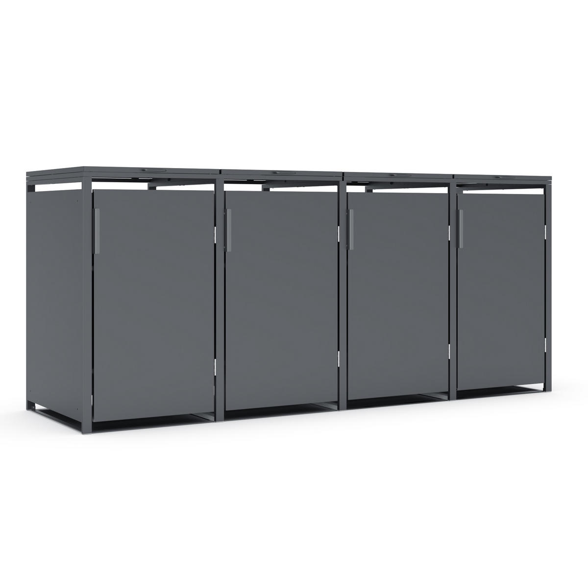 MÜLLTONNENBOX 4er, 265x80x116cm, Stahl, anthrazit - Grau, Kunststoff (80/175/120cm) - Plats Outdoor solution