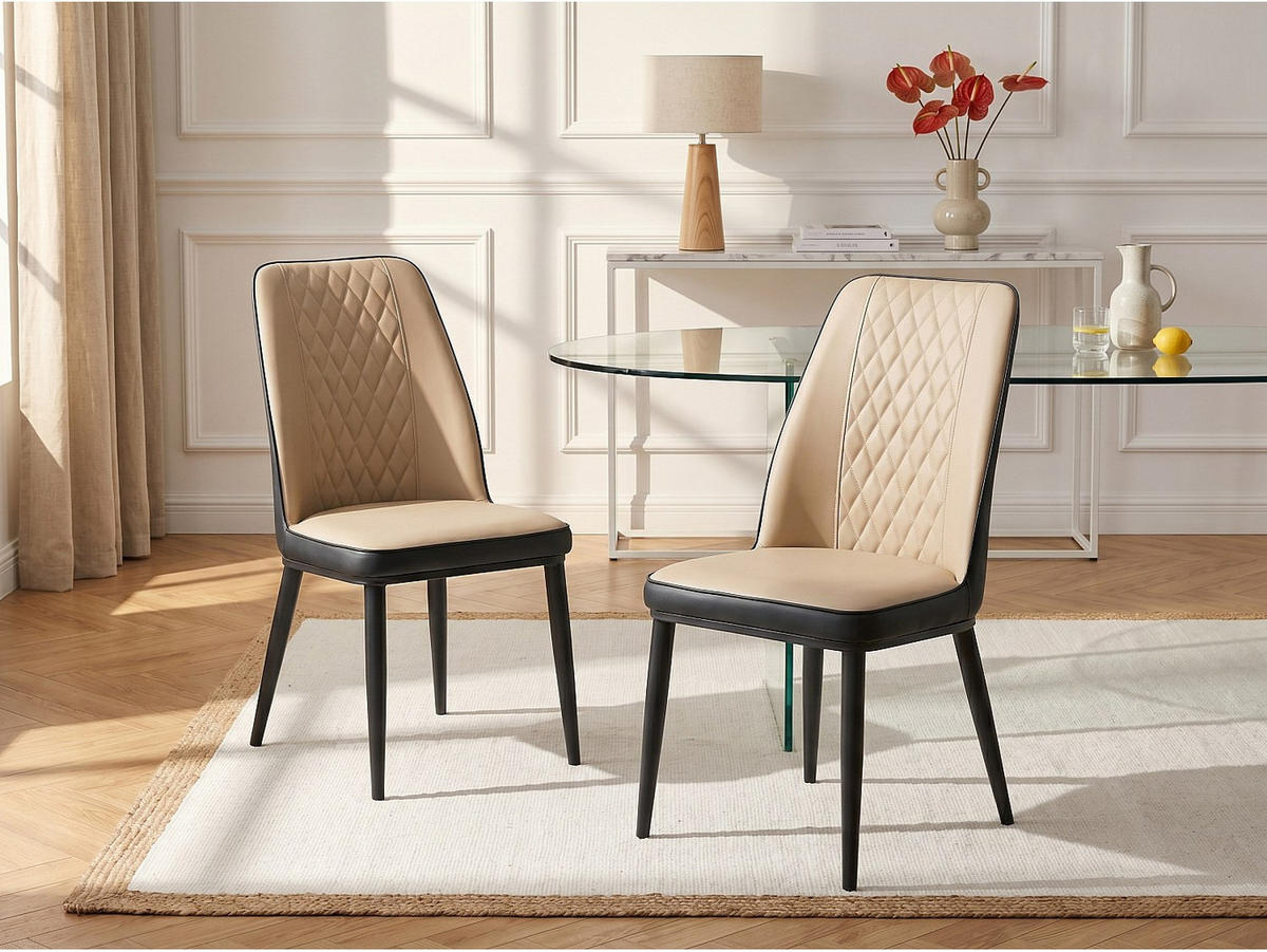 STUHL - 46 cm x 56.5 cm - Kunstleder - Anthrazitgrau, Beige - MILDURA - Grau, Leder (46/94/56.5cm) - Vente-Unique