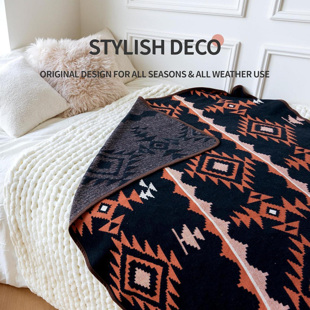 WOLLDECKE Merinowolle 160 x 220 cm Dunkelblau - Multicolor, Textil (160/220cm)