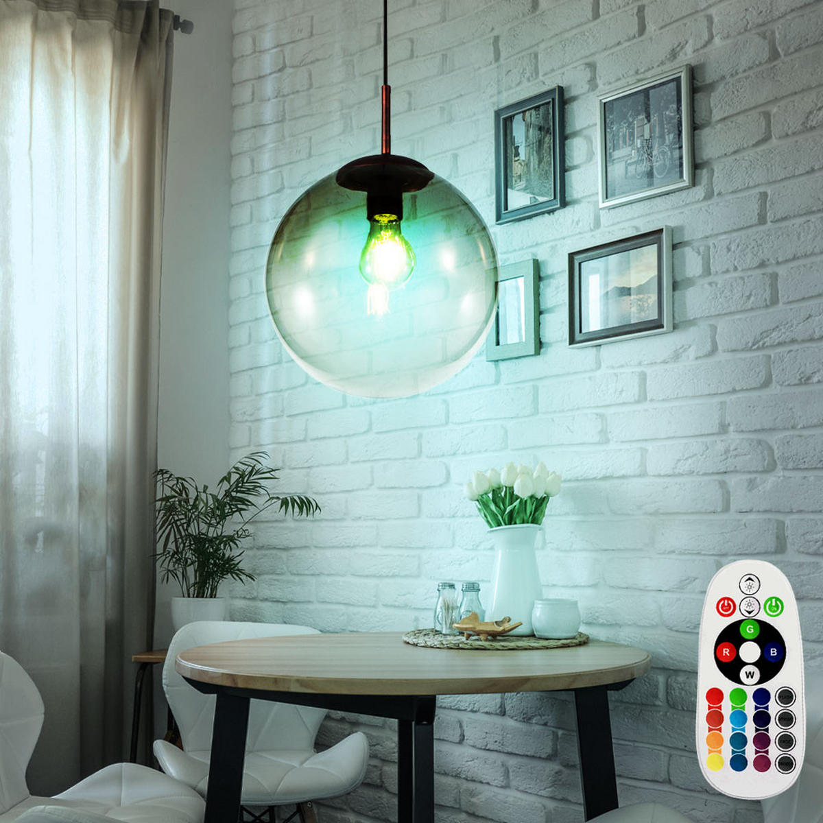 LED HÄNGELEUCHTE VARUS Orange Glas - Orange, Glas (25/25/120cm) - Globo Lighting