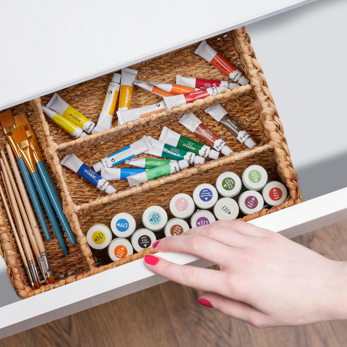 BESTECKKASTEN - Hellbraun, Textil (42/10.5/29cm) - Relaxdays