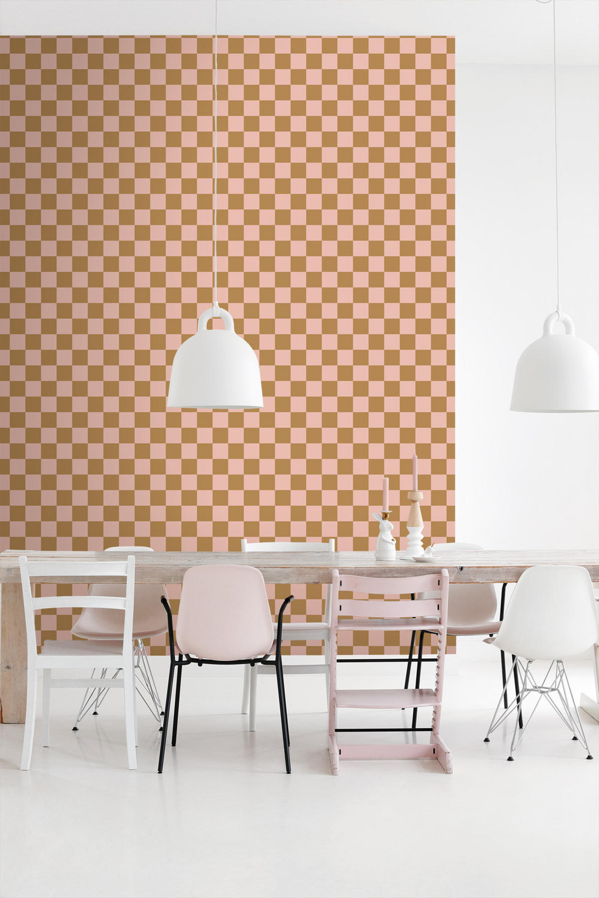 TAPETE Karomuster 53 cm x 10.05 m - Pink, Papier (53/1000cm) - ESTAhome