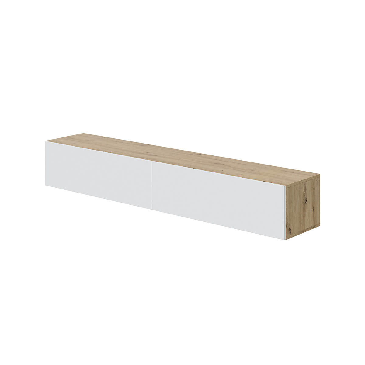 HÄNGESCHRANK mit 2 Klappen und 2 Aufbewahrungsnischen L180 cm - Kaway - Eichefarben/Weiß, Holzwerkstoff (34.5/28/34.5cm) - Calicosy