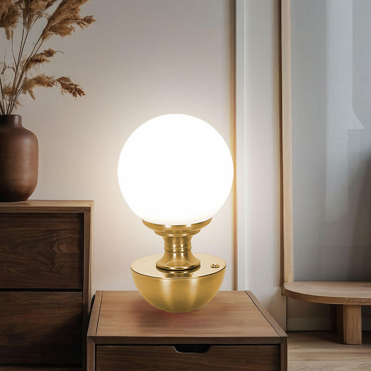 LED TISCHLEUCHTE Messing Matt - Messingfarben, Metall (12/12/21cm) - Globo Lighting