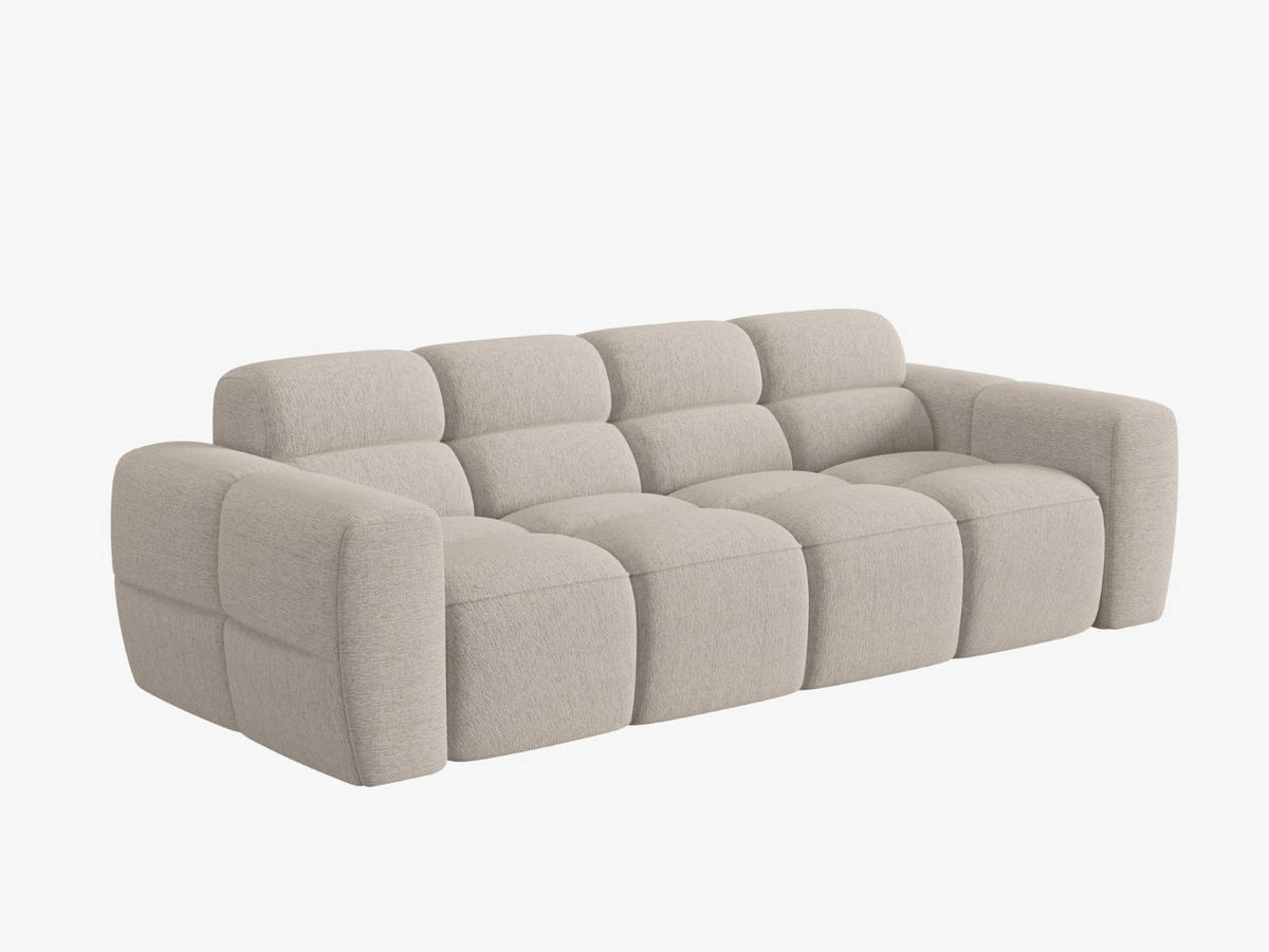 SOFA Lisa aus strukturiertem Stoff sand 4 Sitzplätze - Sandfarben, Textil (256/77/101cm) - Micadoni