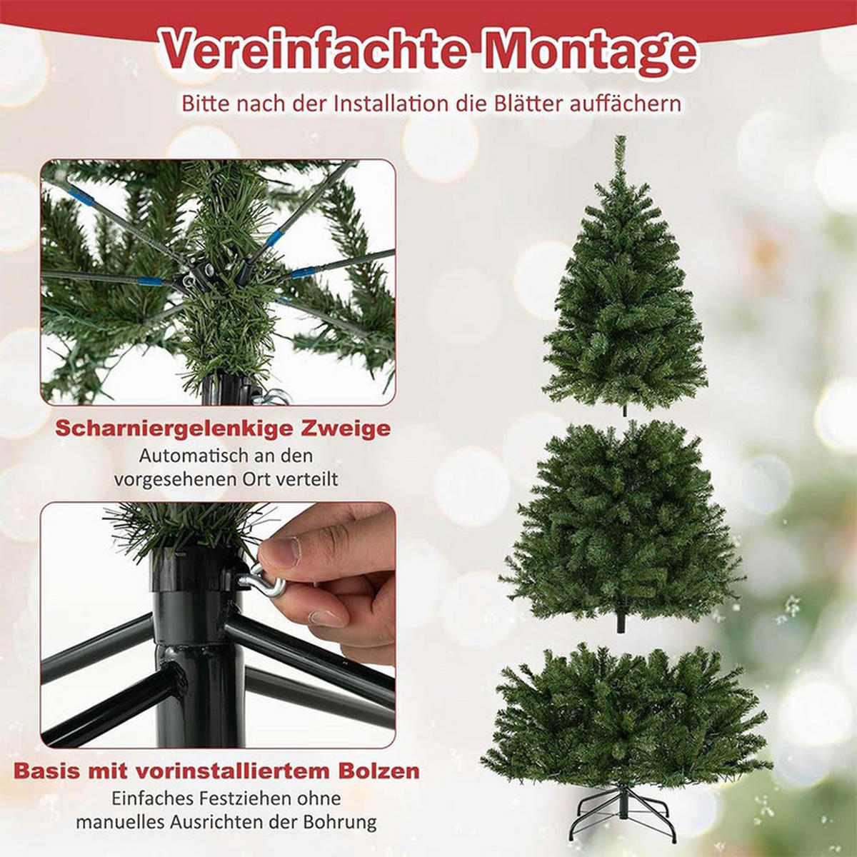WEIHNACHTSBAUM mit 700 warmweißen LEDs 180cm Grün - Grün, Metall (180cm) - COSTWAY