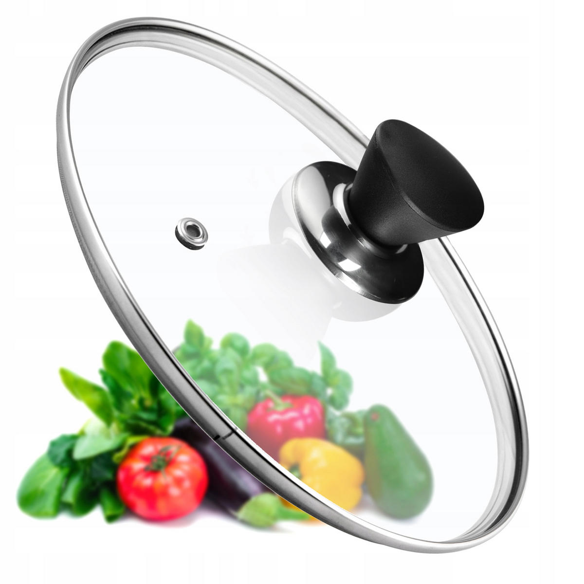 DECKEL mit schwarzem Griff, 28 cm - Transparent, Glas/Kunststoff (28cm) - KADAX