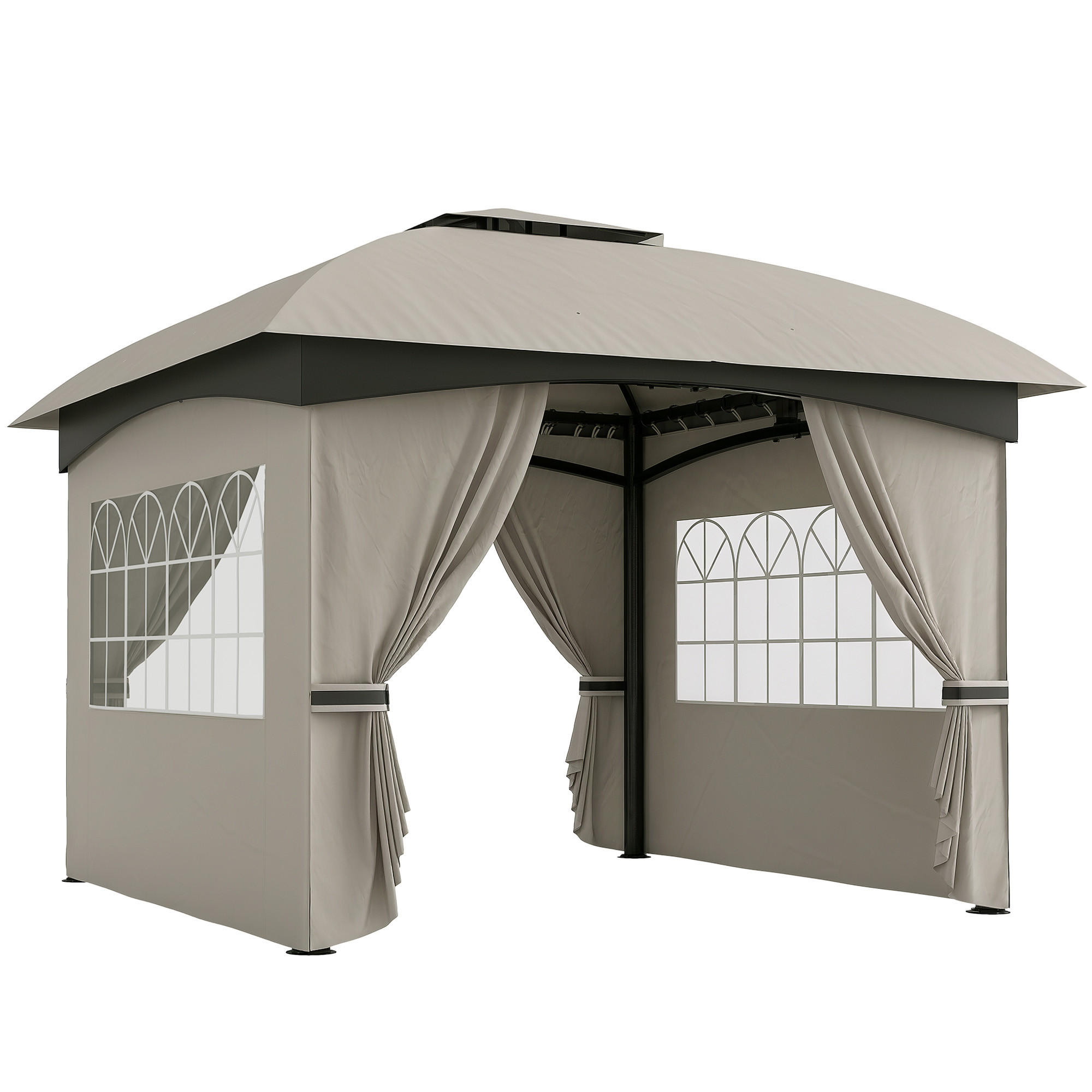 PAVILLON 3,4 x 3,4 m - Hellgrau, Metall (335/285/335cm) - Outsunny