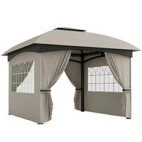 PAVILLON 3,4 x 3,4 m - Hellgrau, Metall (335/285/335cm) - Outsunny