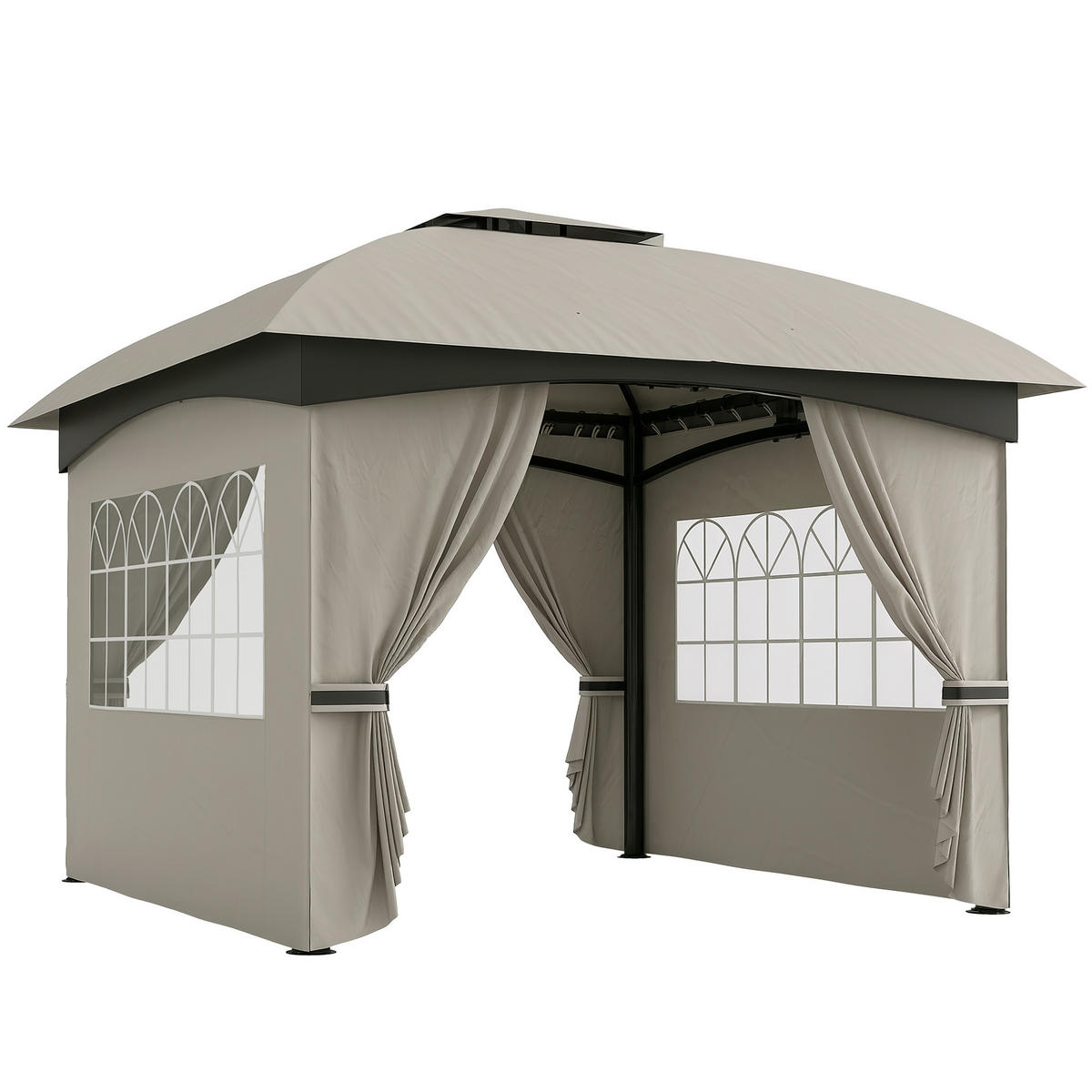 PAVILLON 3,4 x 3,4 m - Hellgrau, Metall (335/285/335cm) - Outsunny