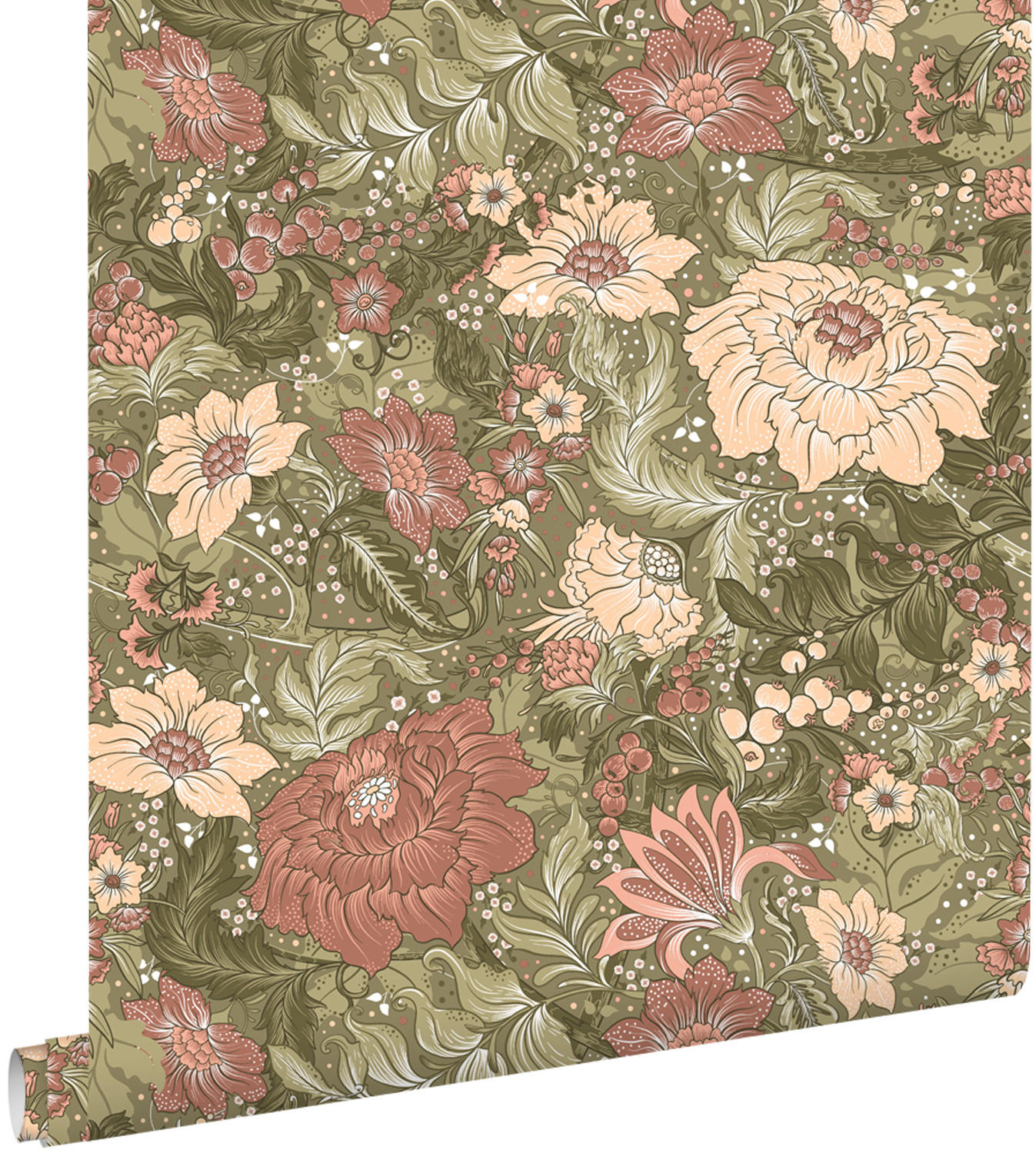TAPETE Blumenmuster 50 x 900 cm - Grün, Papier (50/900cm) - ESTAhome