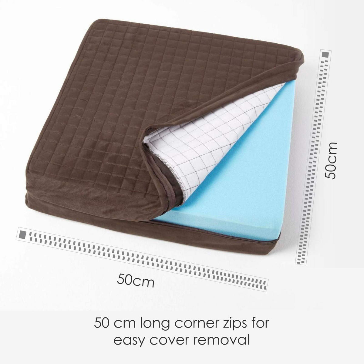 SITZKISSEN orthopädisch 50/50/10 cm – Velours Sesselkissen braun - Braun, Textil (50/50/10cm) - Homescapes