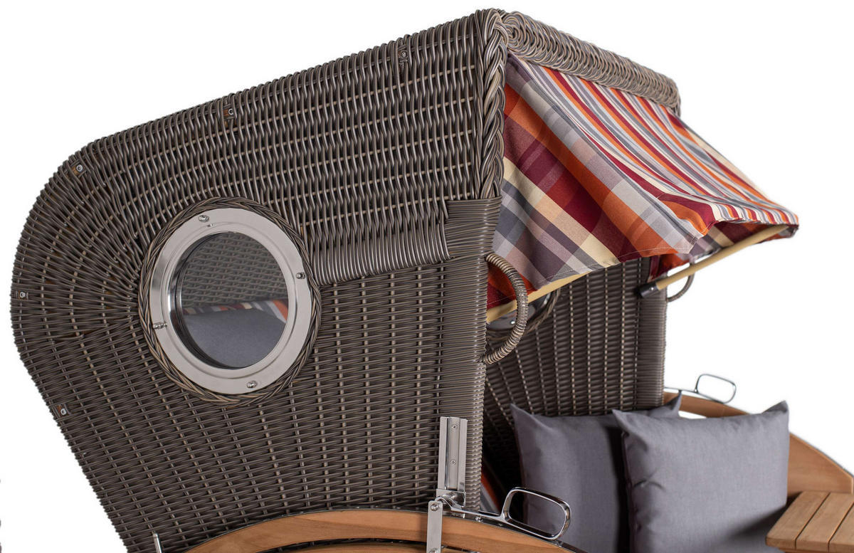 STRANDKORB XL Schillig Bullauge - Rot/Braun, Metall (142/170/95cm) - Mr. Deko