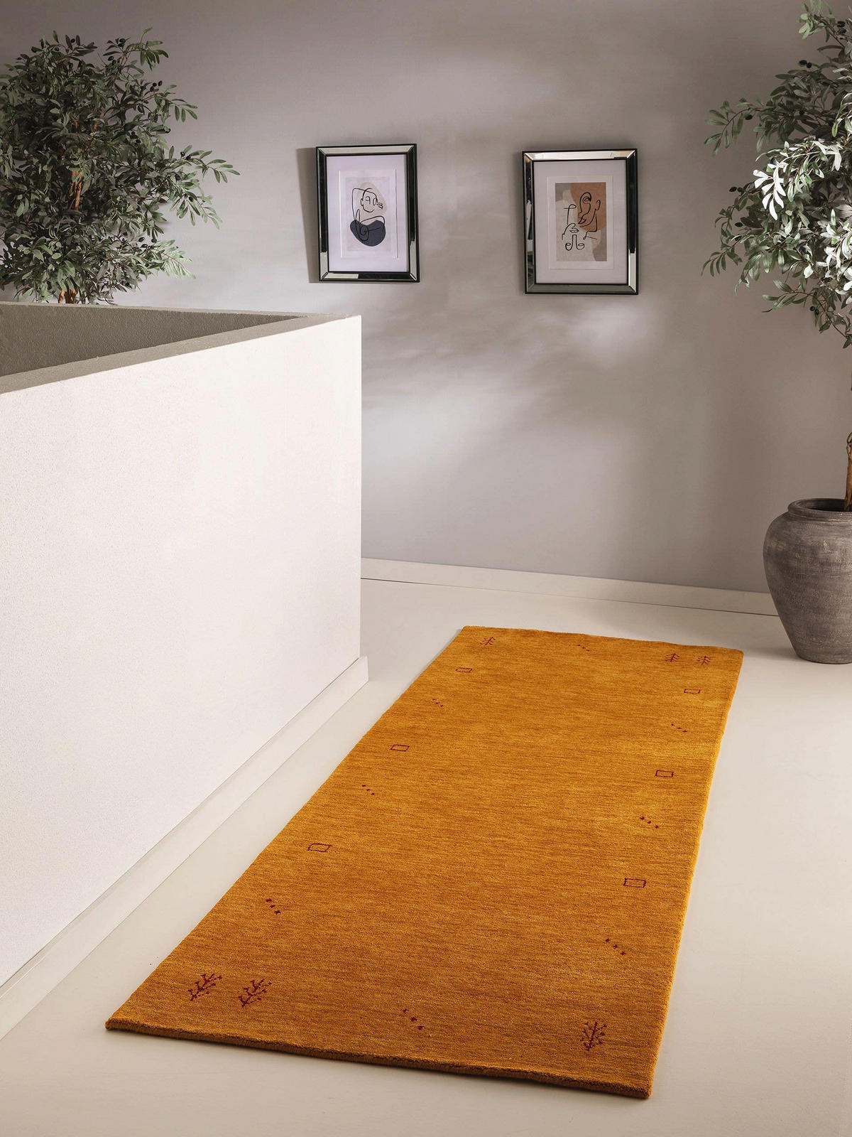 WOLLTEPPICH-LÄUFER Jamal Gelb 80x250 cm - Gelb, Textil (80/250cm) - benuta Nest