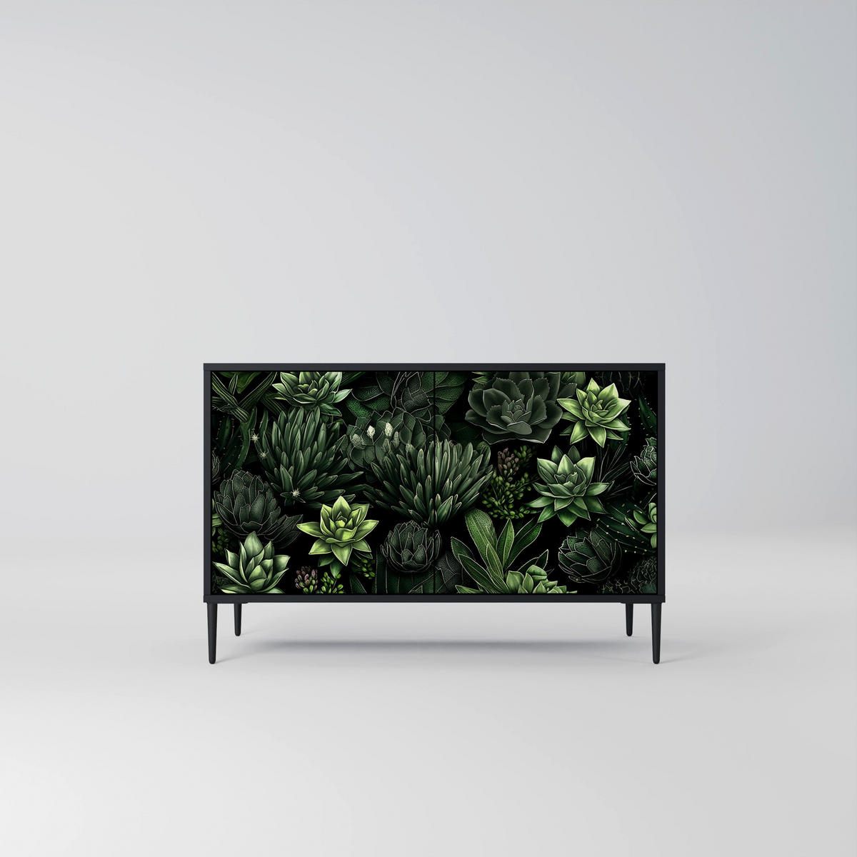 SIDEBOARD SUCCULENT JUNGLE, Eicheneffekt, 111x42x77,5 cm, 2 Türen - Eichefarben/Buchefarben, Holzwerkstoff/Buchenholz (111/77.5/42cm) - SpaceRebels