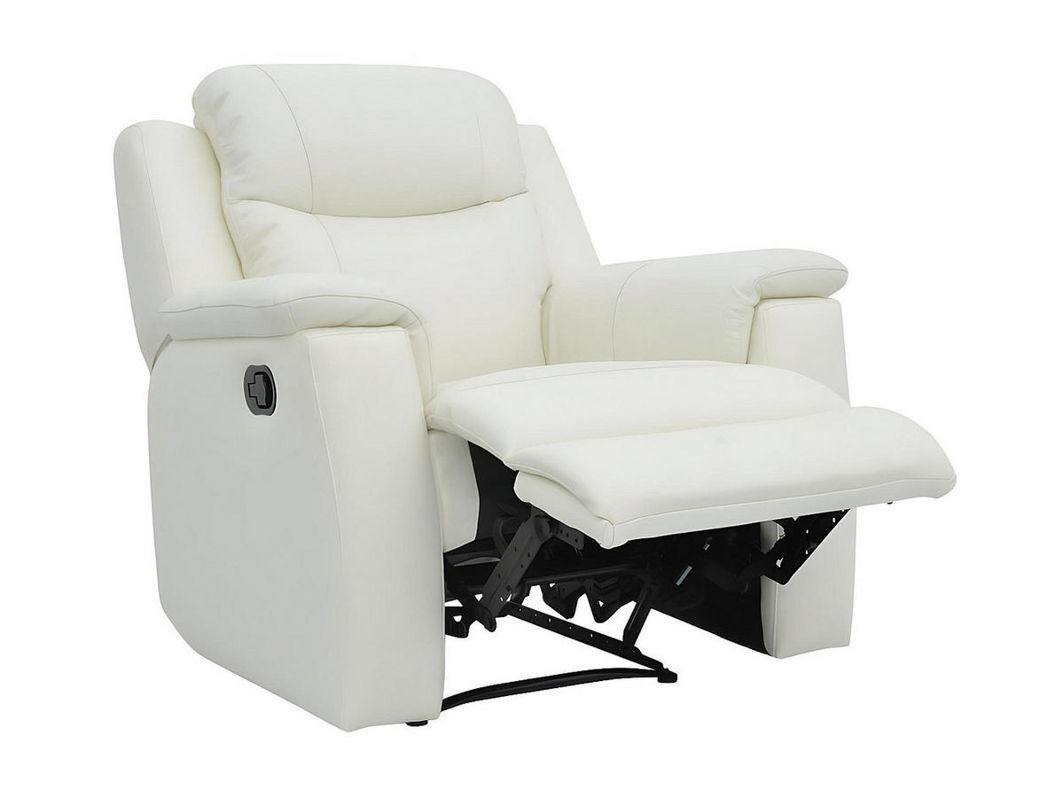 COUCHGARNITUR mit Sessel - 5 Personen - Leder - Elfenbeinfarben - EVASION - Weiß, Leder (205/100/96cm) - Vente-Unique