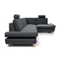 ECKSOFA CASA II R-S Anthrazit Plüsch-Stoff mit Schlaffunktion - Anthrazit, Holz (272/199cm) - MASSENO