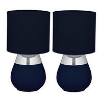 2XTISCHLAMPE - Dunkelblau, Kunststoff/Textil (18/18/32cm) - Relaxdays
