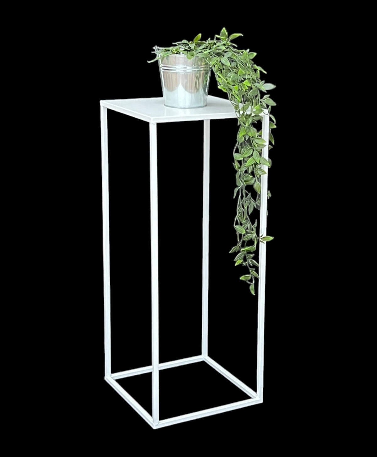 DANDIBO Blumenhocker Metall Weiß Eckig 70 cm Blumenständer Beistelltisch 96482 L Blumensäule Modern Pflanzenständer Pflanzenhocker - Weiß, Metall (28/70/28cm) - DanDiBo
